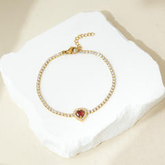 Geometric ruby cubic zircon tennis chain bracelet stainless steel bracelet