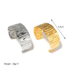 Stainless Steel Titanium Plated 18K Gold Heavy Industry Exaggerated Cuff bangle