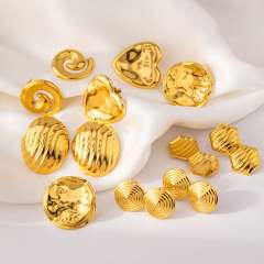 Exaggerated Pleated stainless steel earrings Hiphop big earrings collection