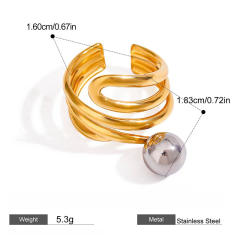 Unique wave shape mix color hollow stainless steel rings