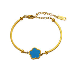 18K Gold-plated Simple Flower stainless steel bangle bracelet