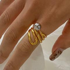 Unique wave shape mix color hollow stainless steel rings