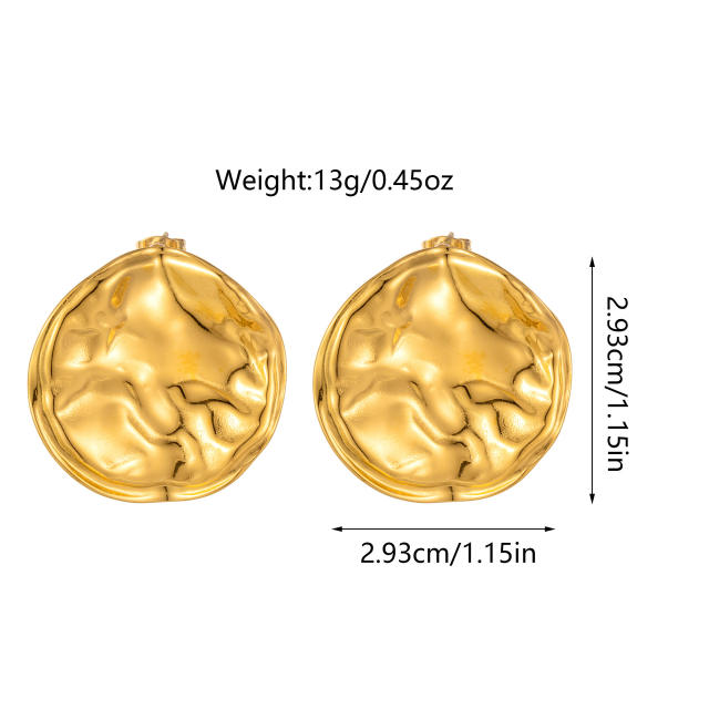 Exaggerated Pleated stainless steel earrings Hiphop big earrings collection