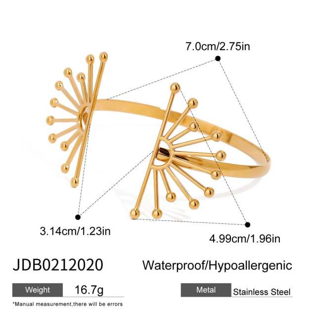 Stainless Steel Sunflower Hollow cuff bangle Ins Cold Style Light Luxury High-grade stainless steel bangle