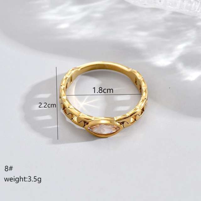 Elegant oval cubic zircon stainless steel rings