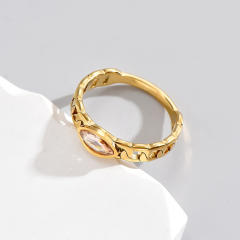 Elegant oval cubic zircon stainless steel rings
