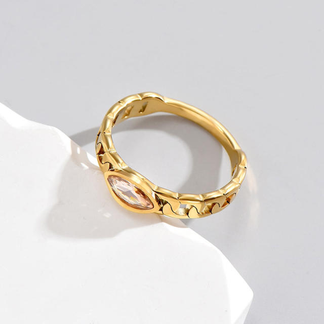 Elegant oval cubic zircon stainless steel rings