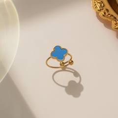 New Four-Leaf Clover Titanium Steel Ring