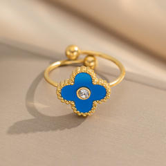 New Four-Leaf Clover Titanium Steel Ring