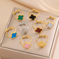 New Four-Leaf Clover Titanium Steel Ring