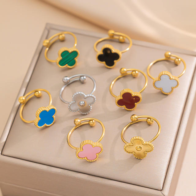 New Four-Leaf Clover Titanium Steel Ring