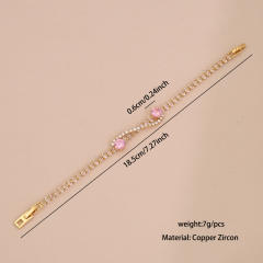 Pink cubic zircon luxury copper tennis bracelet for women