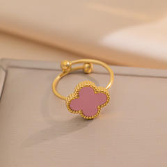 New Four-Leaf Clover Titanium Steel Ring