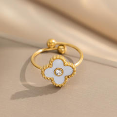 New Four-Leaf Clover Titanium Steel Ring