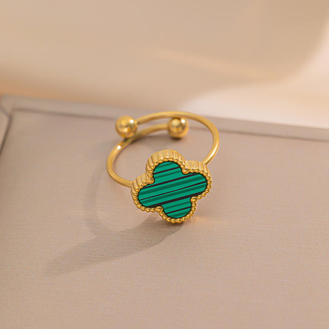 New Four-Leaf Clover Titanium Steel Ring
