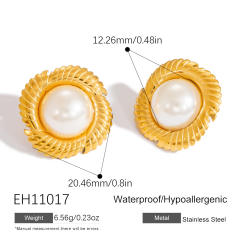 Easy match no-fading pearl stainless steel earrings big earrings