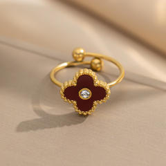 New Four-Leaf Clover Titanium Steel Ring