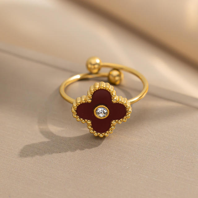 New Four-Leaf Clover Titanium Steel Ring
