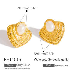 Easy match no-fading pearl stainless steel earrings big earrings