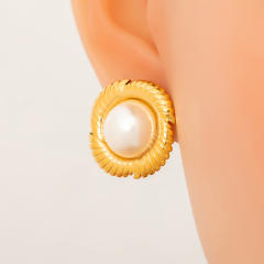 Easy match no-fading pearl stainless steel earrings big earrings