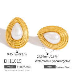 Easy match no-fading pearl stainless steel earrings big earrings
