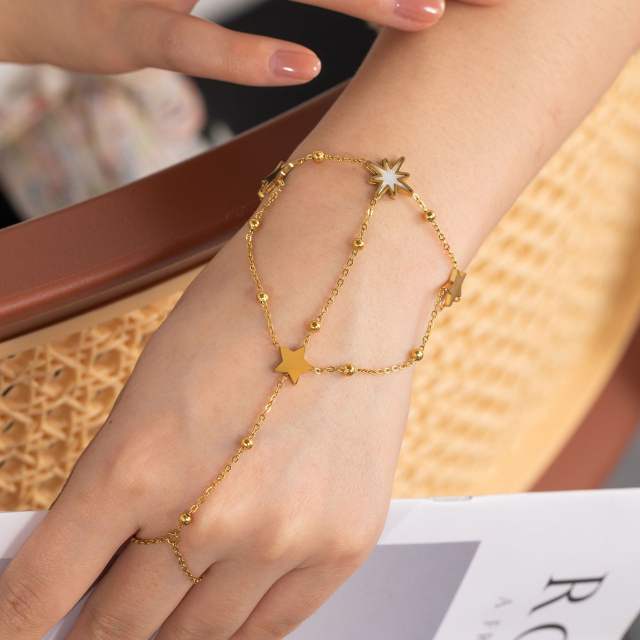 Non-fading Mittened Star Bracelet stainless steel ring bracelet