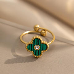 New Four-Leaf Clover Titanium Steel Ring