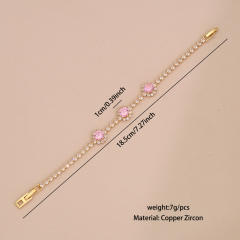 Pink cubic zircon luxury copper tennis bracelet for women