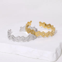 Easy match butterfly stainless steel cuff bangle