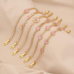 Pink cubic zircon luxury copper tennis bracelet for women