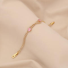 Pink cubic zircon luxury copper tennis bracelet for women