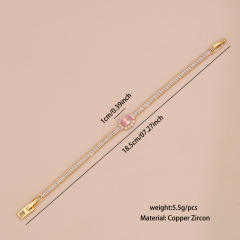 Pink cubic zircon luxury copper tennis bracelet for women