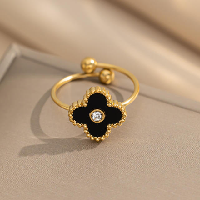 New Four-Leaf Clover Titanium Steel Ring
