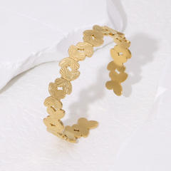 Easy match butterfly stainless steel cuff bangle