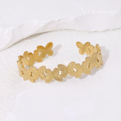 Easy match butterfly stainless steel cuff bangle