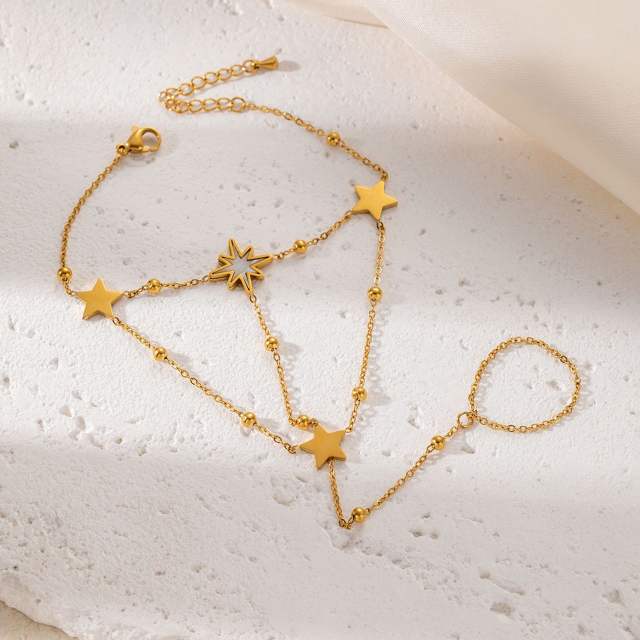 Non-fading Mittened Star Bracelet stainless steel ring bracelet