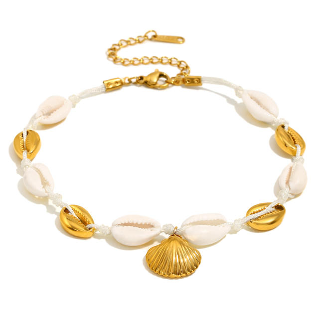 18KG stainless steel shell charm beach anklet