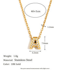 Dainty diamond initial letter stainless steel necklace