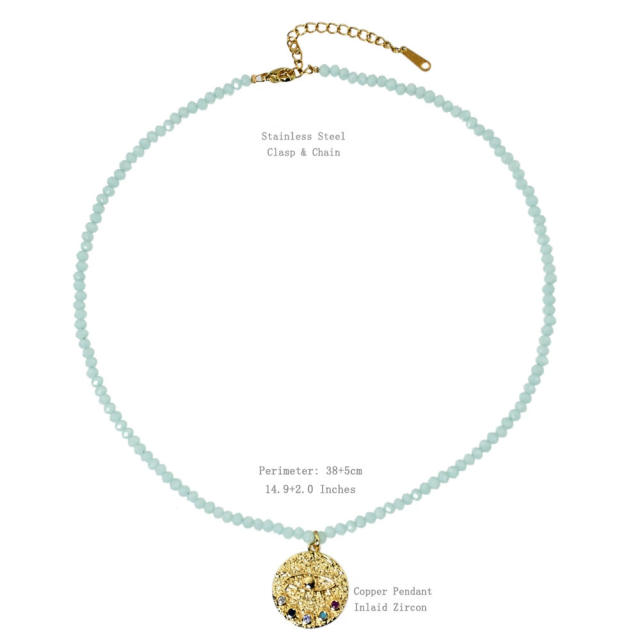 Spring Summer Color Crystal Beaded Necklace Women's Color-free Natural Freshwater Pearl Necklace