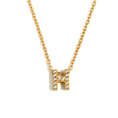 Dainty diamond initial letter stainless steel necklace