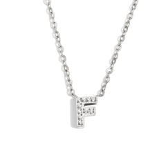Dainty diamond initial letter stainless steel necklace