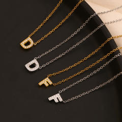 Dainty diamond initial letter stainless steel necklace