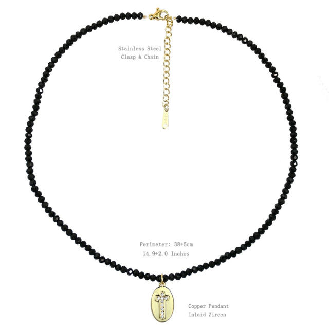 Spring Summer Color Crystal Beaded Necklace Women's Color-free Natural Freshwater Pearl Necklace