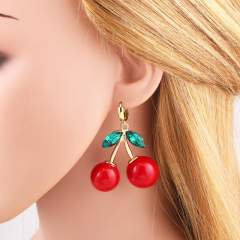 Hot fruit ins style red cherry strawberry pendant earrings
