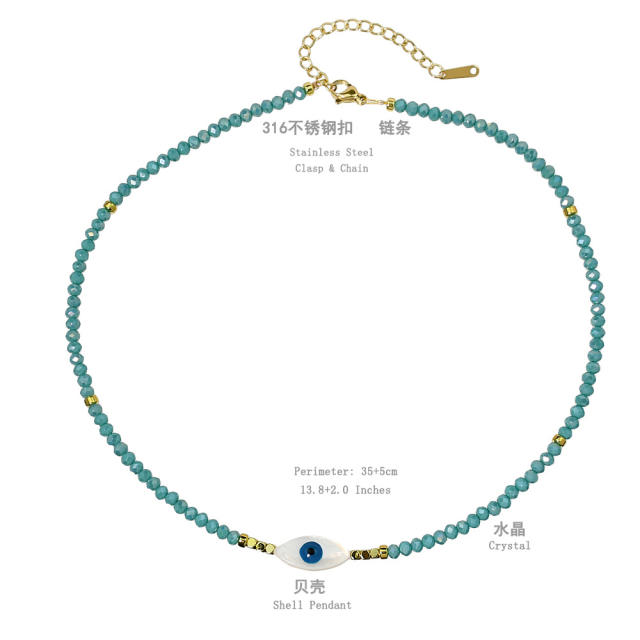 Spring Summer Color Crystal Beaded Necklace Women's Color-free Natural Freshwater Pearl Necklace