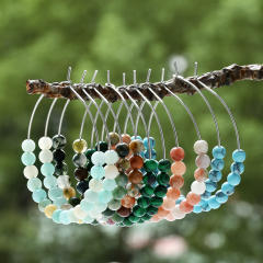 Y2K color natural stone bead hoop earrings