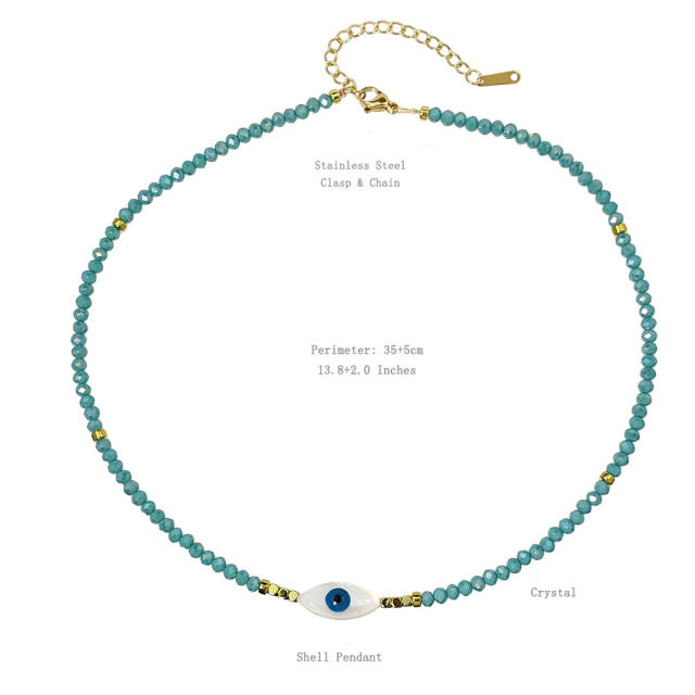 Spring Summer Color Crystal Beaded Necklace Women's Color-free Natural Freshwater Pearl Necklace