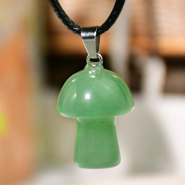 2025 Spring Design Natural Stone Mushroom Pendant Necklace