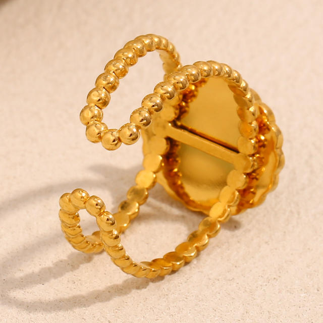 18KG oval natural stone stainless steel rings vacation jewelry