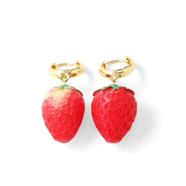 Hot fruit ins style red cherry strawberry pendant earrings